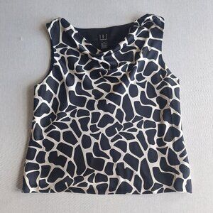💙 INC 100% Silk Zebra Print Sleeveless Layer Top Size 12 Preppy Y2K Office